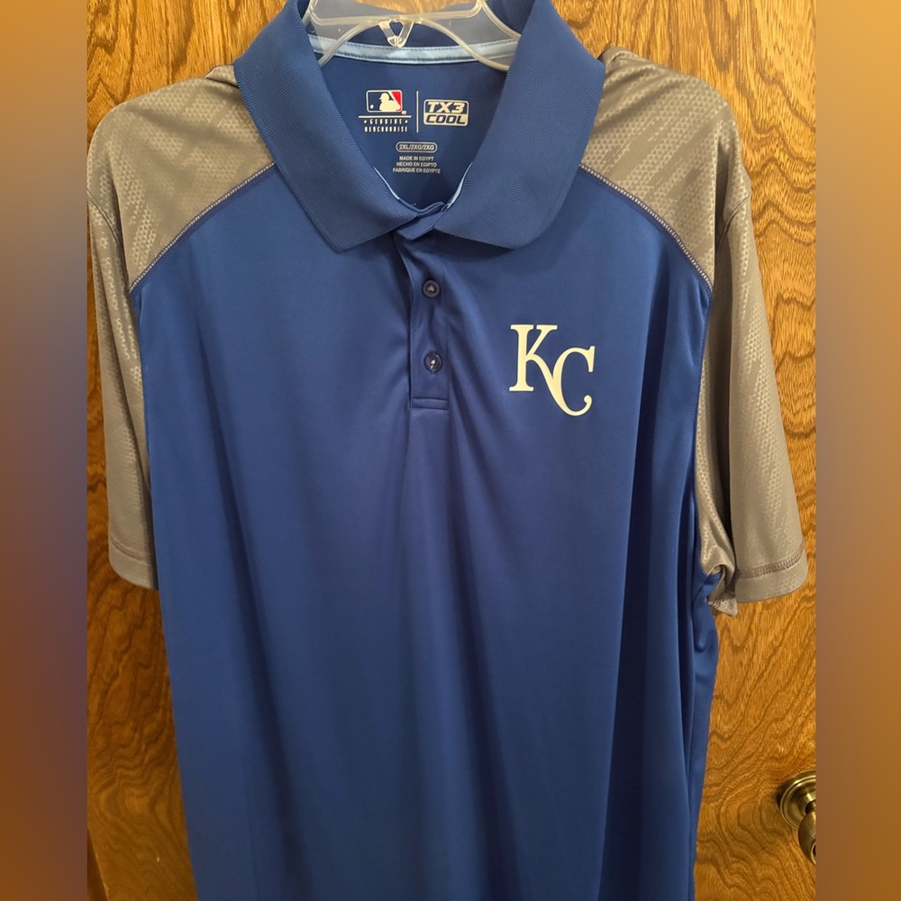 Mans  Blue and Gray KC Polo Shirt xxl